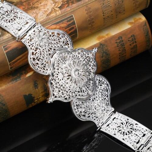 Caucasus Belt for Women Wedding Dress Jewelry Metal Buckle Adjustable Length Link Chain Retro Gold Color Bijoux