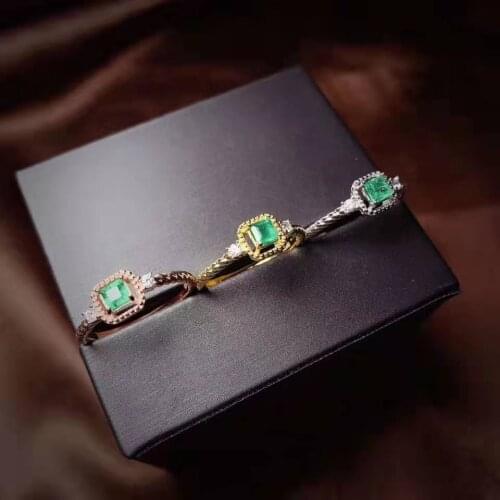 Natural Emerald Gemstone Square Ring S925 Sterling Silver Fine Fashion Weddings Jewelry for Women Free Shipping