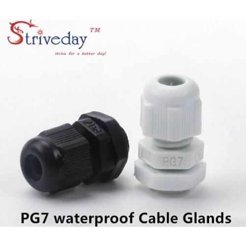 10pcs/lot White/Black PG7 Nylon cable gland Wiring Accessories cable connector waterproof