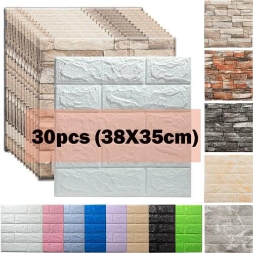 15/30pcs Decoractive Self Adhesive Foam Panels 3D Wall Stickers Home Decor Living Room House Decoration Bathroom Brick Sticker
