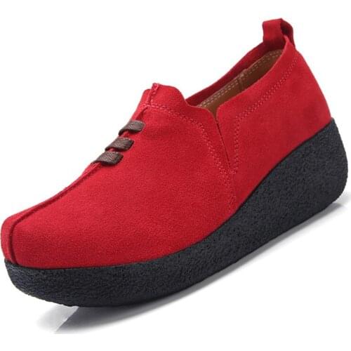 2020 Hot Plus Size 35-43 Women Flat Platform Coin Loafers Suede Leather Slip On Ladies Spring Shoes Flats Women Creepers Sneaker