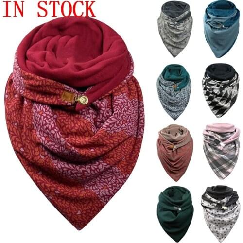 2020 Shawls Foulard Femme Fashion Winter Scarf Women Soild Dot Printing Button Soft Wrap Casual Warm Shawls Scarf Scarves Women