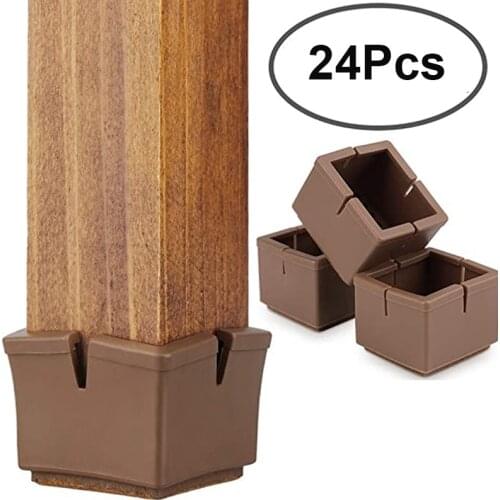 24Pcs Silicone Chair Foot Protection Bottom Cover Pads Table Chair Leg Caps Furniture Wood Floor Protectors-ABUX