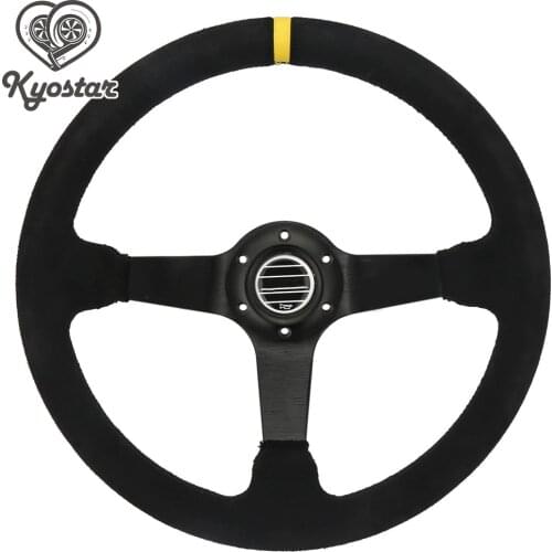 350mm 14" Inch Deep Corn Dish Car Sports Suede Steering Wheel Leather Race Steering-Wheel