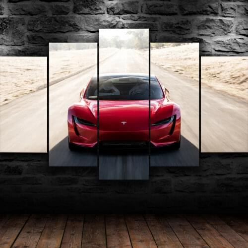 5 PcsTesla Roadster Super Car Poster Canvas Picture Print Wall Art Canvas Painting Wall Decor for Living Room No Framed