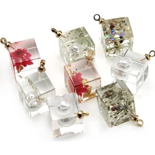 6pcs/lot Resin Square Charms Pendant for Necklace Bracelet Earrings Jewelry Making Diy Findings 10x10mm