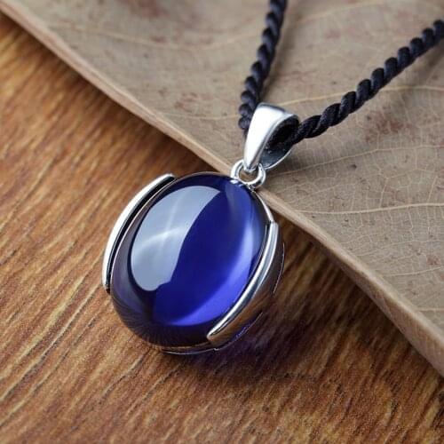 925 Sterling Silver Blue Pendant New ladies simple and stylish atmosphere