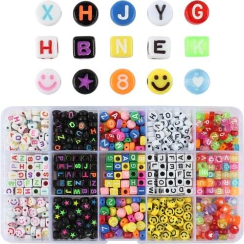 Letters 15 g acrylic beads diy beads materials to suit the plastic round square English scattered beads