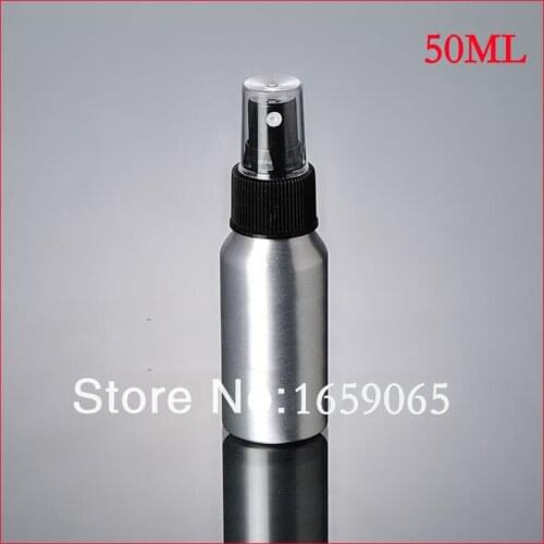 50ml Aluminium bottle pump sprayer bottle black pump spray head Aluminum metal bottle Refillable bottle mist sprayer 100pcs/lot