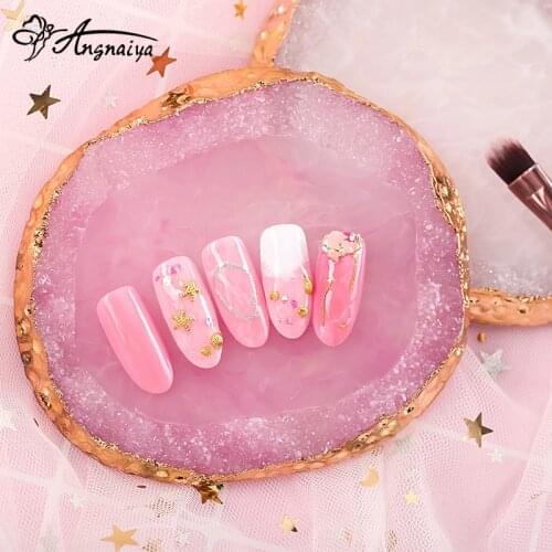 ANGNYA 1Pcs Natural Resin Agate Nail Art Display Showing Shelf Board Nail Salon Tools Color Mixing Palette Holder Drawing Plate