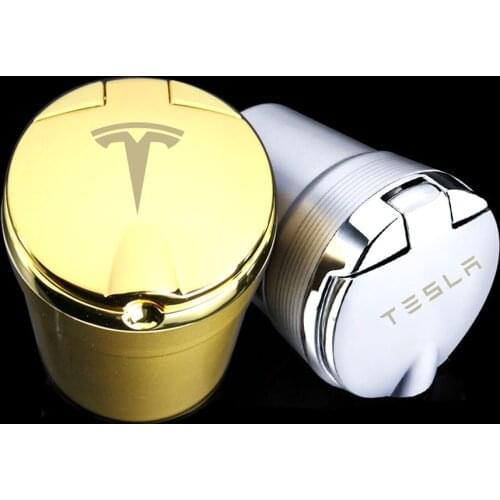 New for Tesla Car Ashtray with LED Light Cigarette Smoke Travel Remover Cylinder Car Smokeless Smoke Cup Holder for tesla 3 S X