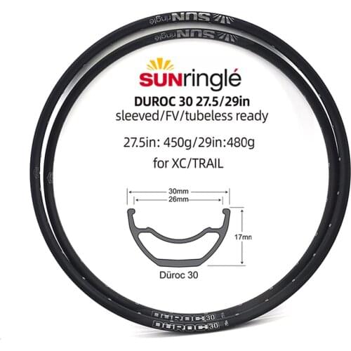 Sunringle sun DUROC 30 27.5/29 Inch Mountain Tubeless Soldering Rim 32H 28H Hoops Width Aluminium rims