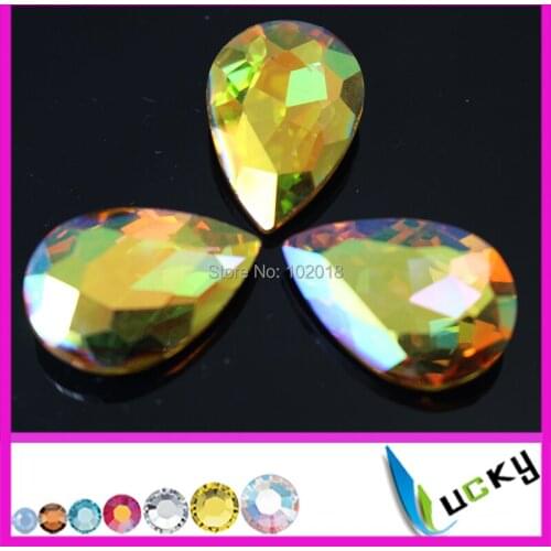 Freeshipping 36pcs 20x30mm topaz ab fancy stones pointed back rhinestones! Super shiny crystal for jewelry making