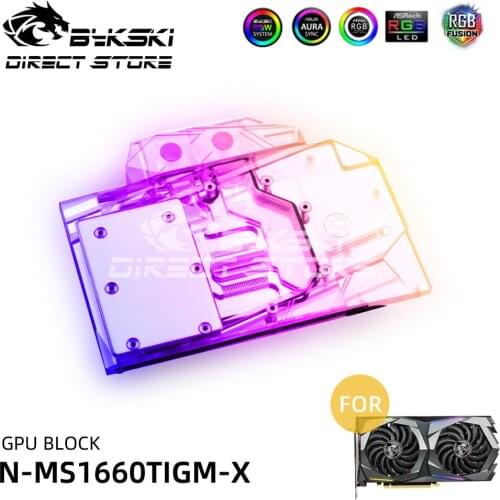 Bykski ARGB GPU Water Block MSI GTX 1660 TI Gaming X Video Cards Block Cooler PC Watercooling VGA block N-MS1660TIGM-X