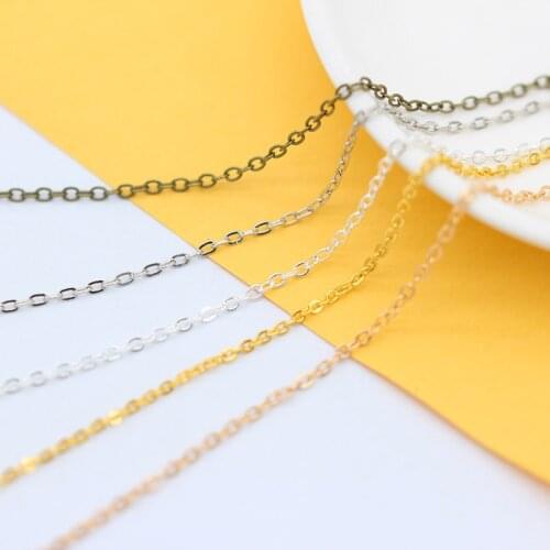 10 Meter 1.5mm Necklace chain Gold silver plated Bronze Cable Closed Link Metal Curb Cross Chain Jewellery Making Chain Findings