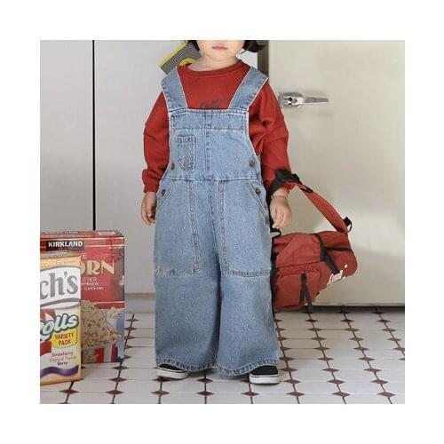 Autumn and winter childrens clothing Korean new style boys and girls fashion western personality wide-leg casual overalls