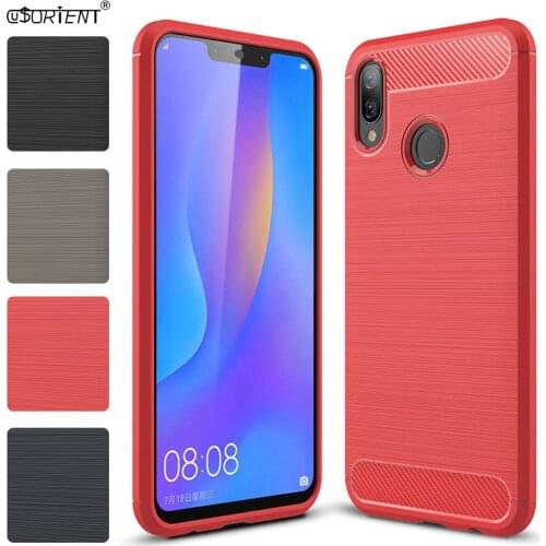 For Huawei P Smart Plus Nova 3i Silicone Bumper Cover INE-LX1 Soft TPU Shockproof Case Carbon Fiber Brushed Phone Funda P Smart