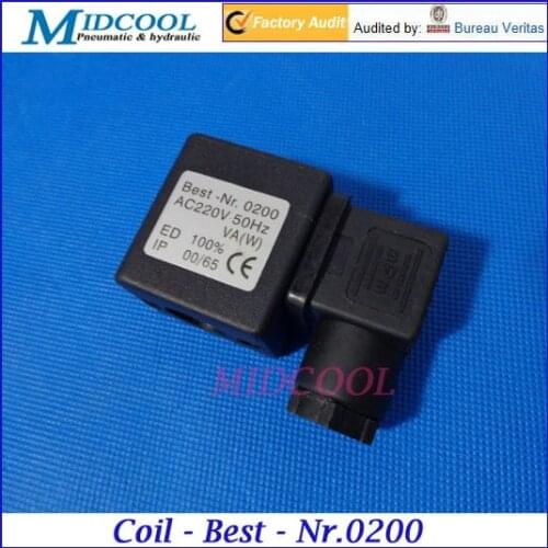 Water solenoid valve coil Best-Nr.0200 for electronic drain pulse valve AC 220V Inside Diameter 13mm high 41mm