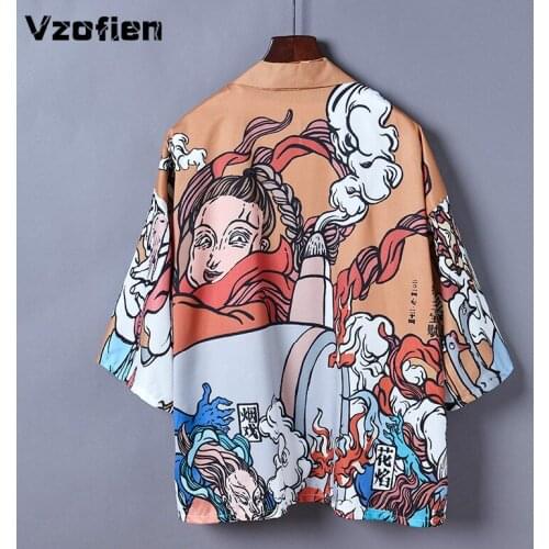 Harajuku Ancient Japanese Kimono Cardigan Loose Streetwear Traditional Orient Ethnic Cardigan Kimono Geisha Yukata Cosplay