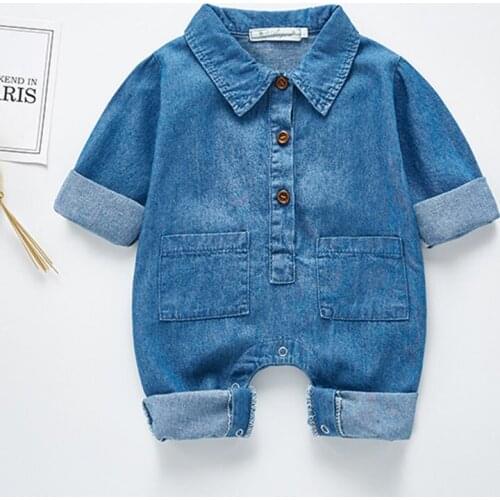 Newborn Boys Girls Cowboy Jumpsuits Clothes New 2020 Spring Autumn Baby Boys Girls Rompers Long Sleeve Children Rompers