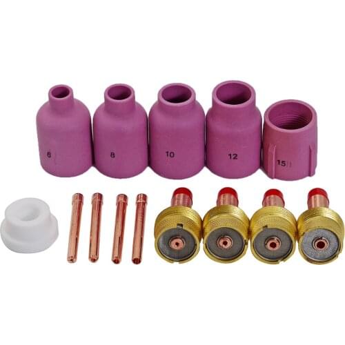 Large Diameter Alumin Nozzle Gas Lens Collet Bodies Consumables Kit For TIG PTA DB SR WP 17 18 26 Cutting Torch ,14pcs