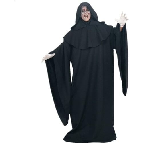 Halloween Evil Wizard Costume Long Hooded Robe Cloak Missionary Friar Priest Cosplay Costume halloween costumes for men adult