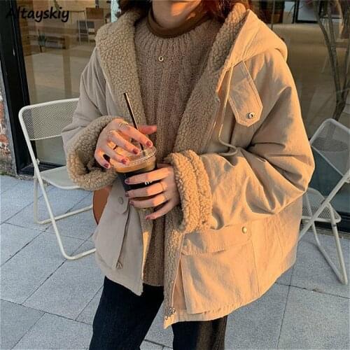 Jackets Women Winter Korean Style Students Casual Loose Harajuku Outerwear Feminine High Street Hooded Fashionable Thickening