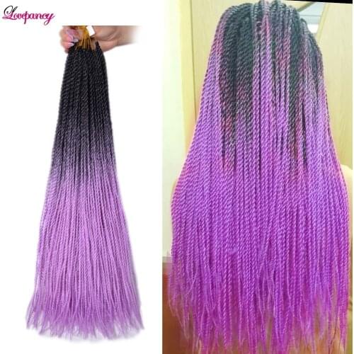 Lovepancy Synthetic Senegalese Twist Hair Extensions 24 Inch Long Pink Purple Colorful Ombre Crochet Braiding Hair For Women