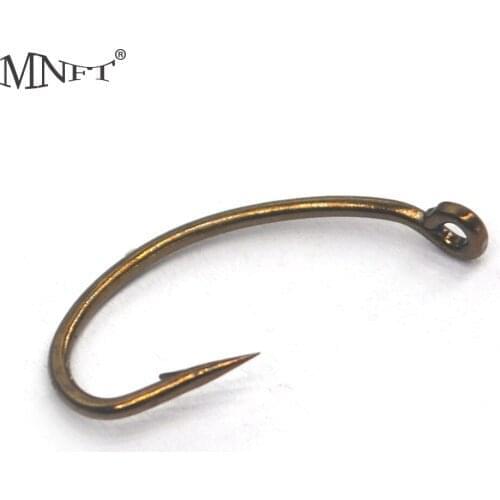 MNFT 50pcs Nymph Bug Fly Tying Hooks Leech Shrimp Flies Bronze Barbed caddis Fly Trout Fly Fishing Hook 8-14