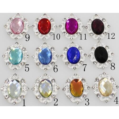 Fashion 10pc Clear Glass Crystal Rhinestone Button Wedding Invitations Clothing Silver Metal DIY Glitter Multi Color Accessories