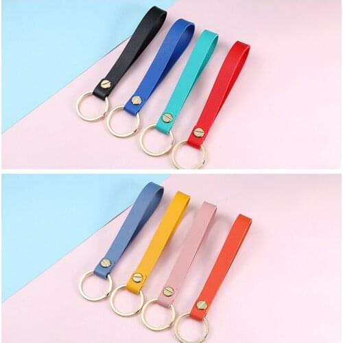 Fashion Bright Colors PU Leather Keychain Business Gift Colorful PU Leather Key Chain Waist Wallet KeyChains Keyrings Keyholde