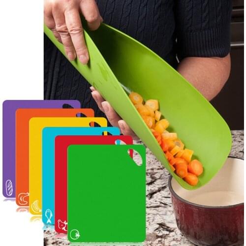 4-6PCS/set Plastic Kitchen Cutting Board Mat Set Non-slip Cutting Board Dishwasher Safe 6 Colored For Kitchen Supplies Non-Stick