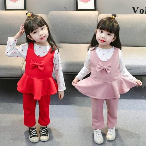 New womens childrens clothing idea bow autumn three-piece suit childrens baby girl
