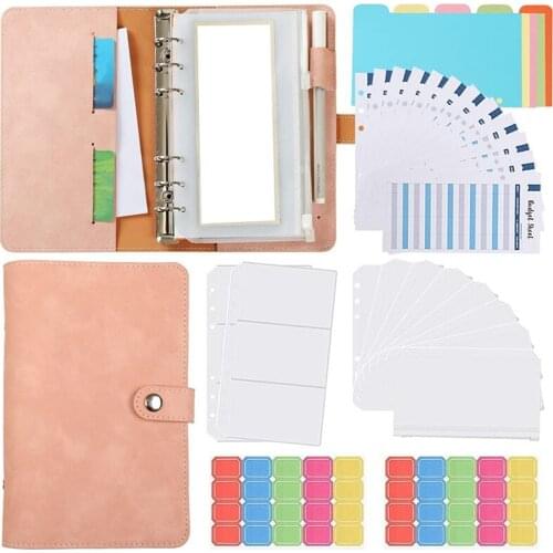 Binder Pockets A6 with Binder Cover, Budget Binder with Cash Envelopes Colorful Separator Label Budget Sheets