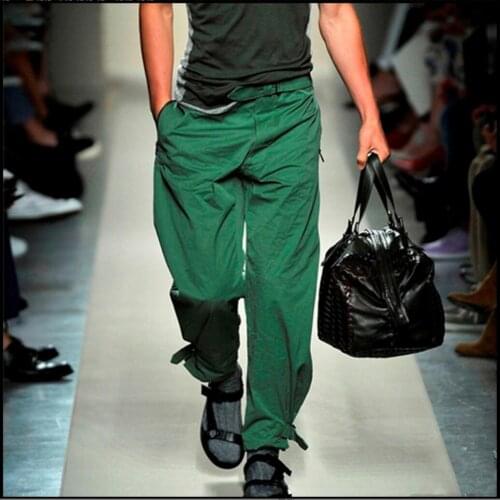 Straight Men Wide Legs Pants Loose Casual Trousers Tide Crotch Pants Army Green Large Size Singer Costumes New Men Spring 28-38