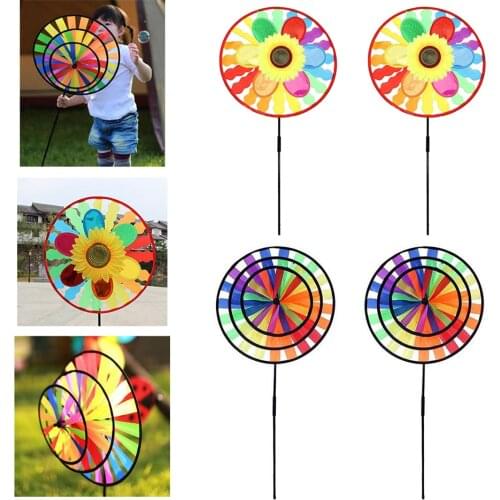 4xSunflower Rainbow Windmill Windsocks Whirligig Wheel Home Yard Decoration