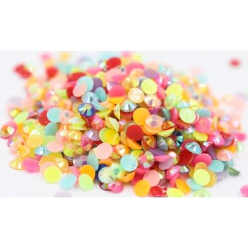 Jelly Mix Colors AB 2~6mm Flatback стразы Resin Non hotfix Rhinestones in Bulk Package Nail Art Decoration for Garment