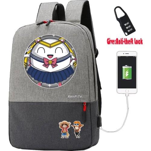 Anime Sailor Moon Backpack women men Anti-theft Laptop bag USB Charging Knapsack student book Bags teenagers Travel backpack