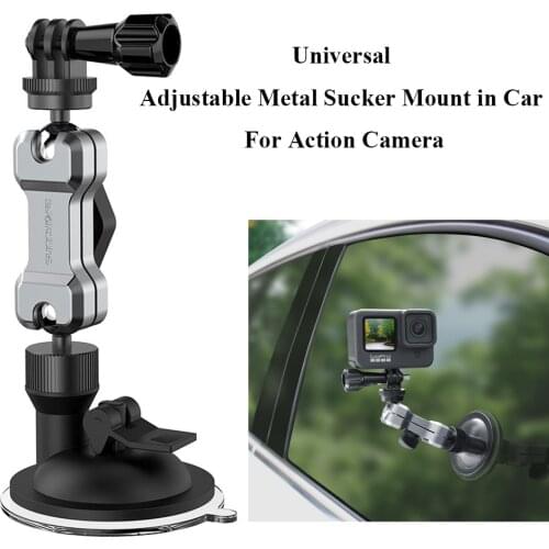 Universal Metal Car Sucker Mount Angles Adjustable Suction Cup Bracket Phone Holder for Osmo Pocket 2 / GoPro 9 /Insta360 One R