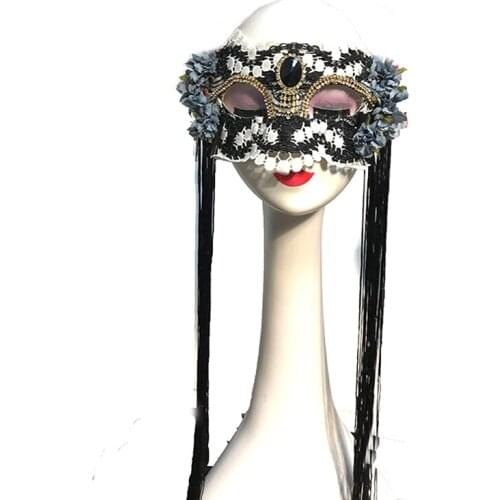 Vintage Floral Tassels Mask Girls Make Up Party Half Face Masks Custom Carnival Ball Mask Halloween Accessory