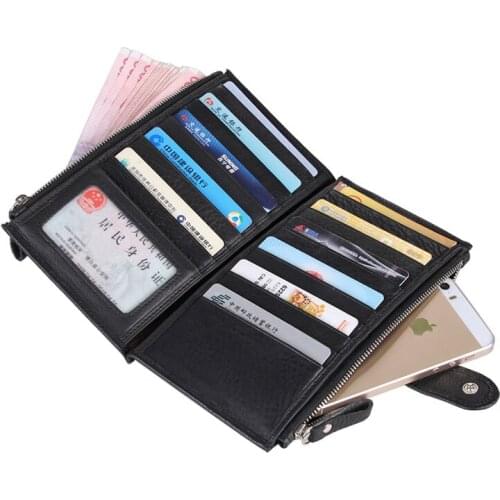 Large Capacity Credit Card Holder Real Leather Mens Wallet Waxed Leather Clutch Bag for Men Women Purse 8057