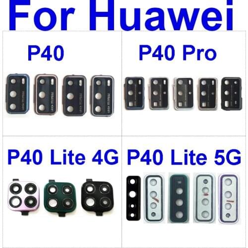Back Rear Camera Glass Lens For Huawei P40 Pro Lite 5G Camera Holder With Glass Lens Cover Frame Repair Replacement Parts