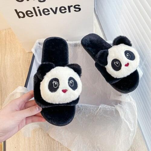 Women Winter Slippers Cute Panda Rabbit Flower 3D Animal Home Shoe Comfortable Plush Slides Open Toe Soft Warm Girly Slippers