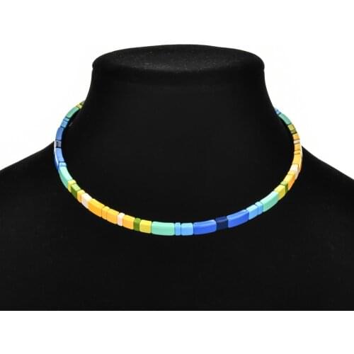 ZMZY Bohemian Necklace For Women Sweet Girls Choker Necklace Multicolor Flower Beads Necklace Jewelry Boho Vintage Streetwear