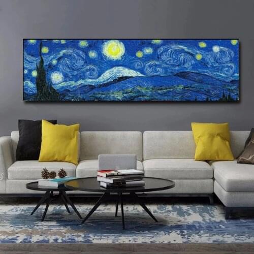 Famous Large Szie Art Wheat Fields Starry Night Canvas Painting Wall Art Pictures Poster and Print for Modern Home Decoration