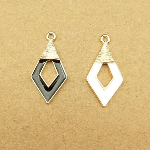 10pcs 12x26mm enamel rhombus charm for jewelry making fashion earring pendant necklace bracelet charms