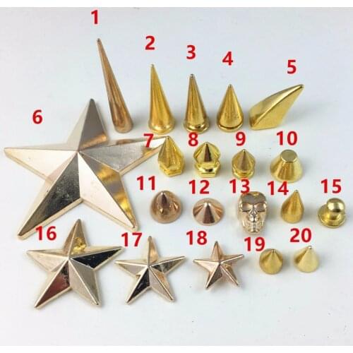 10pcs High Class Golden Screw Punk Spike Belt Bag Shoes Garment DIY Bullet Stud Cone Rivet Spike Zinc Alloy