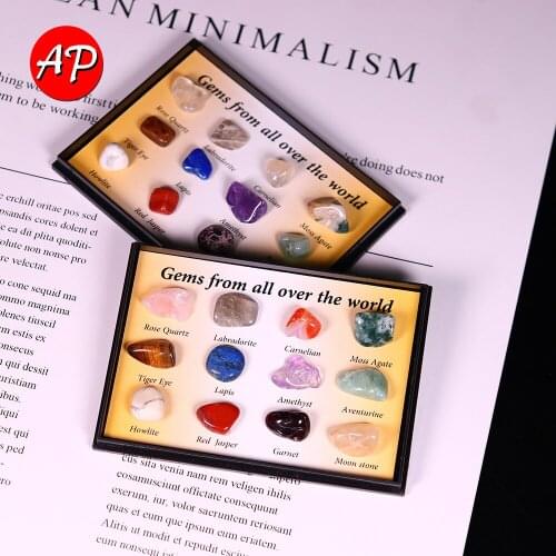 12pcs/Set Natural Quartz Box Fossiles Raw Minerals Crystals Agates Education Specimen Irregular Energy Stone Home Decoration