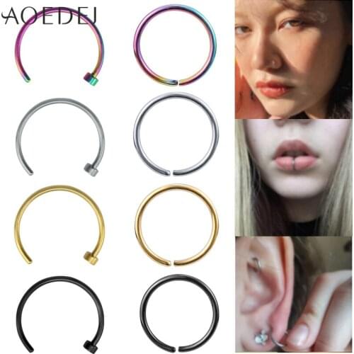 20g Stainless Steel Nose Septum Ring For Women Men Rose Gold Round Nose Piercing Hoop Lip Piercing Tragus Conch Helix Piercing