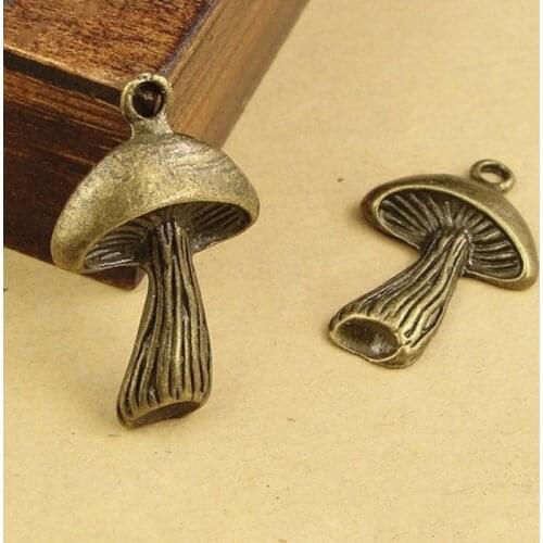 MINGXUAN 20pcs 24x17mm Antique Bronze mushroom Charm Pendant for Diy Necklace Jewelry Making Handmade Craft C896